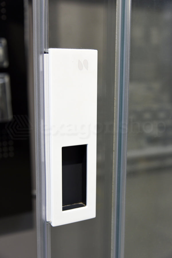 Novellini Opera Box doccia 140x80 uno scorrevole H 200 vetro 8 mm profilo bianco opaco