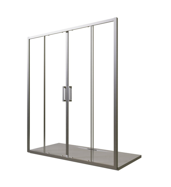 Box doccia 160 nicchia ante scorrevoli reversibile vetro temperato trasparente H 195 profilo cromo Marsiglia