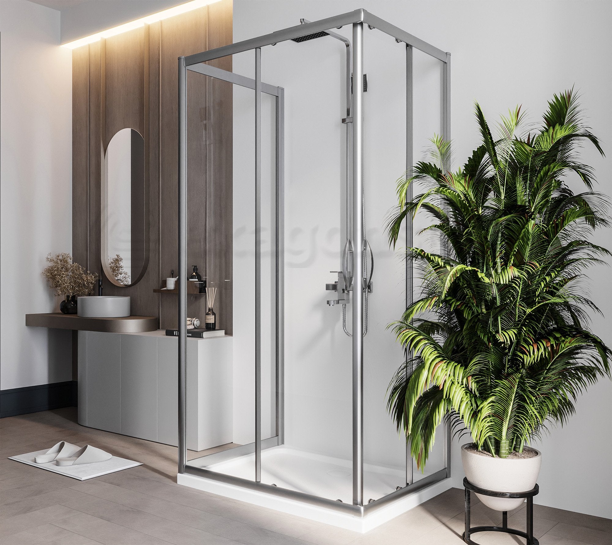 Box doccia 3 lati 70x120x70 Genio due ante scorrevoli 6 mm H 195 cromo