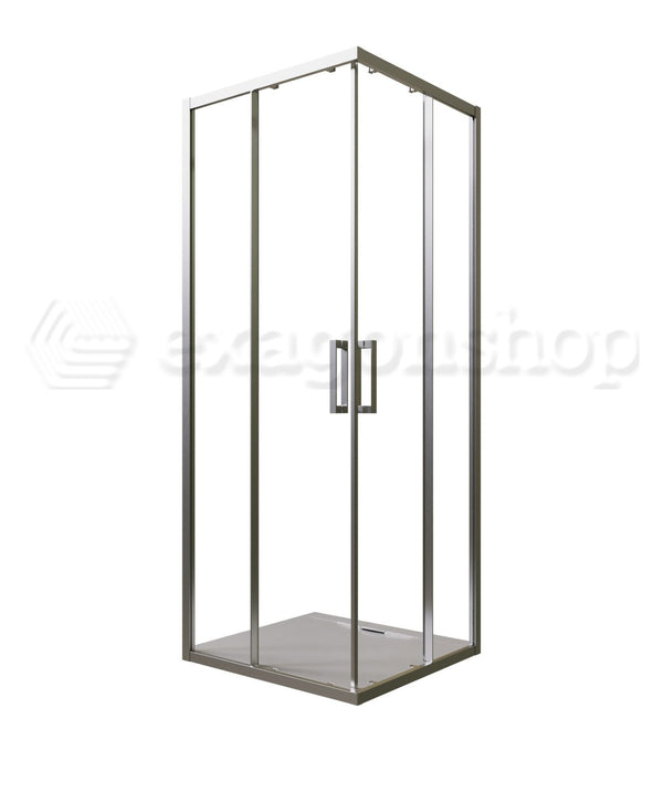 Box doccia 70x70 ante scorrevoli reversibile vetro temperato trasparente H 195 profilo cromo Marsiglia