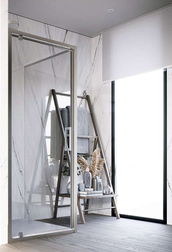 Box doccia 70x80 a battente Marsiglia reversibile trasparente H 195 cromo