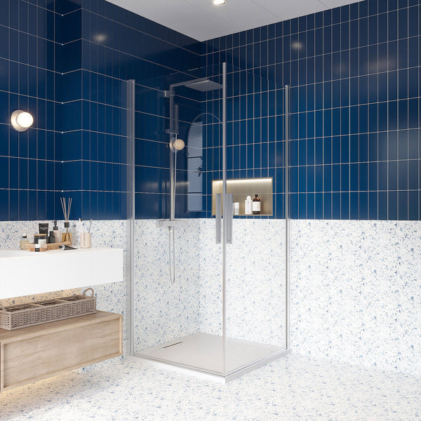 Box doccia 70x80 doppio battente vetro temperato 6 mm 195 H cromo Linje