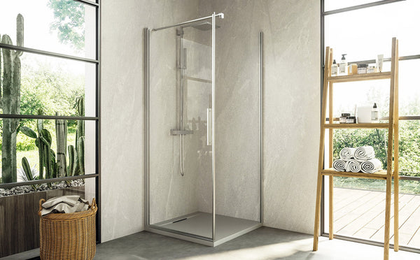 Box doccia 70x90 battente vetro temperato 6 mm 195 H cromo Linje