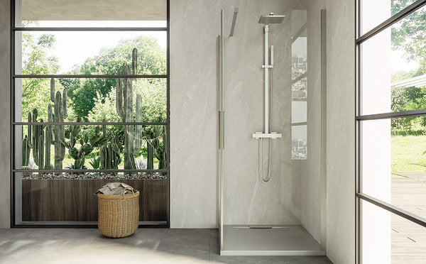 Box doccia 80x70 battente vetro temperato 6 mm 195 H cromo Linje