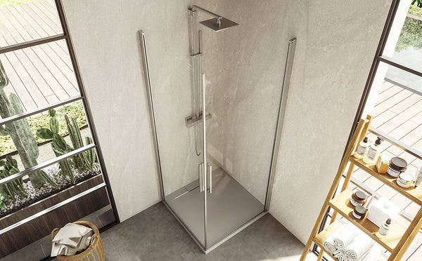 Box doccia 80x80 doppio battente vetro temperato 6 mm 195 H cromo Linje