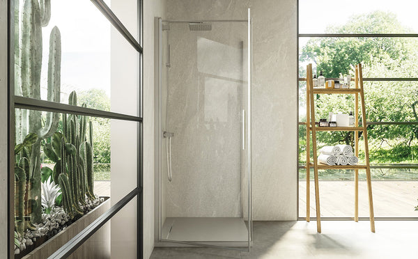 Box doccia 80x90 battente vetro temperato 6 mm 195 H cromo Linje