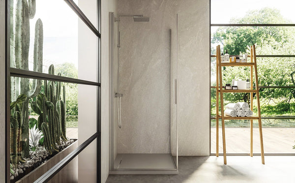 Box doccia 80x90 doppio battente vetro temperato 6 mm 195 H cromo Linje