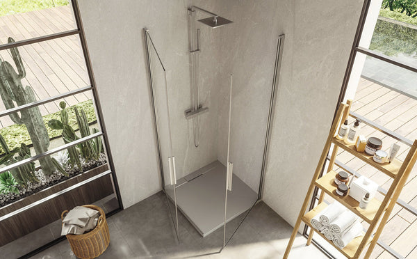 Box doccia 80x90 doppio battente vetro temperato 6 mm 195 H cromo Linje