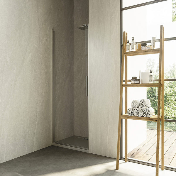 Nicchia doccia 90 cm battente in vetro temperato 6 mm 195 H cromo Linje