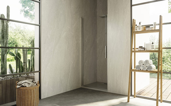 Box doccia 90 cm a nicchia vetro temperato 6 mm 195 H cromo Linje