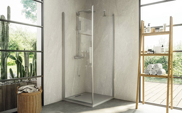 Box doccia 90x100 battente vetro temperato 6 mm 195 H cromo Linje