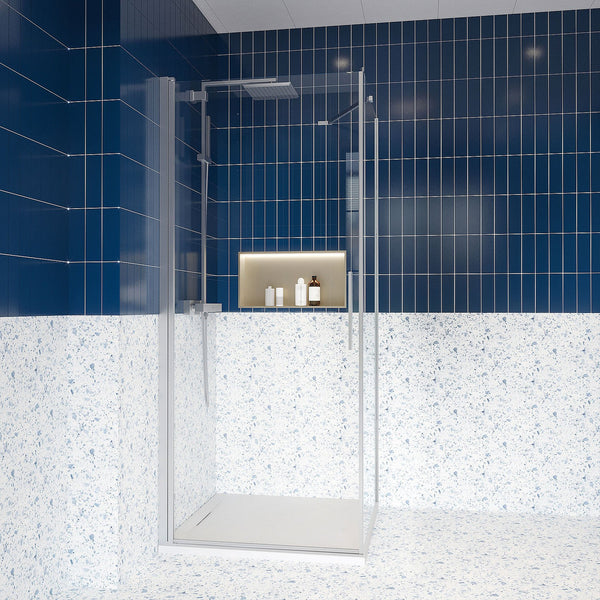 Box doccia 90x90 a battente vetro temperato 6 mm 195 H cromo Linje