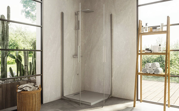 Box doccia 90x90 doppio battente vetro temperato 6 mm 195 H cromo Linje