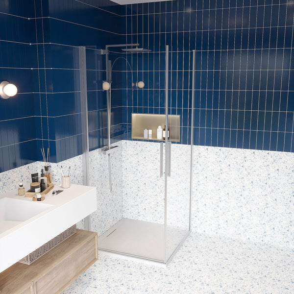 Box doccia 90x90 doppio battente vetro temperato 6 mm 195 H cromo Linje