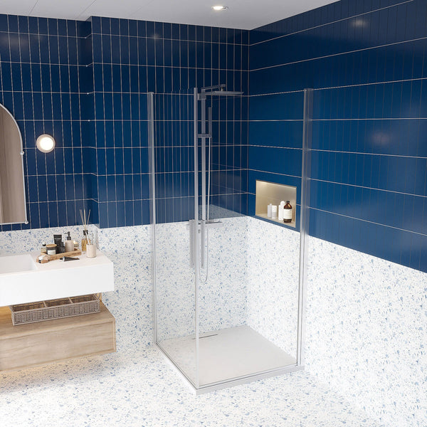 Box doccia 90x90 doppio battente vetro temperato 6 mm 195 H cromo Linje