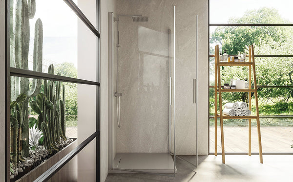 Box doccia 90x90 doppio battente vetro temperato 6 mm 195 H cromo Linje