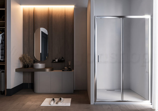 Box doccia a nicchia 120 cm Nuvola anta scorrevole reversibile trasparente 6 mm H 190 cromo