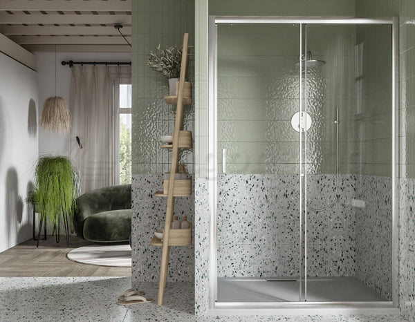 Box doccia a nicchia 120 cm Nuvola anta scorrevole reversibile trasparente 6 mm H 190 cromo