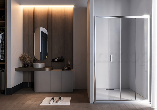 Box doccia a nicchia 120 cm Nuvola anta scorrevole reversibile trasparente 6 mm H 190 cromo