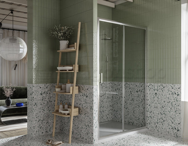 Box doccia a nicchia 120 cm Nuvola anta scorrevole reversibile trasparente 6 mm H 190 cromo