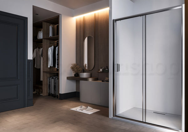 Box doccia a nicchia 120 cm Nuvola anta scorrevole reversibile trasparente 6 mm H 190 cromo