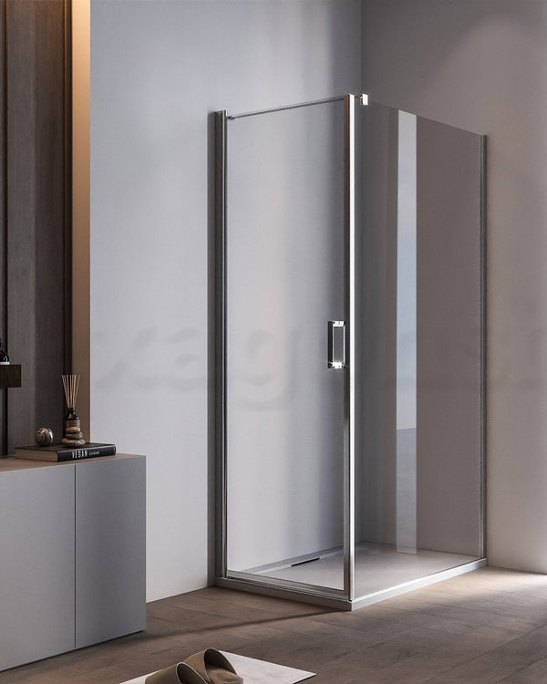 Box doccia 70x100 Nizza un battente reversibile 6 mm H 190 installato in bagno moderno con ante in vetro temperato...