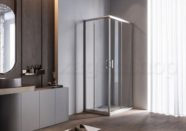 Box doccia 70x90 Nuvola due ante scorrevoli reversibile trasparente 6 mm H 190 cromo