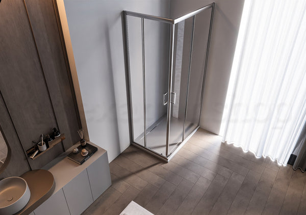Box doccia 70x90 Nuvola due ante scorrevoli reversibile trasparente 6 mm H 190 cromo