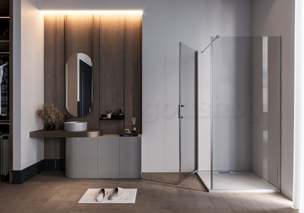 Box doccia 70x90 Nizza un battente reversibile 6 mm H 190 alluminio cromo