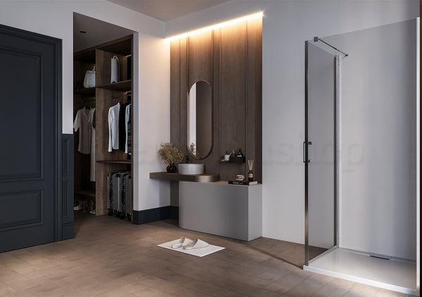 Box doccia 70x90 Nizza un battente reversibile 6 mm H 190 alluminio cromo