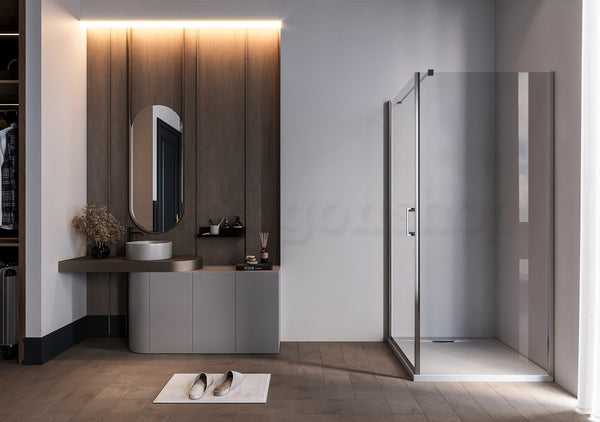 Box doccia 70x90 Nizza un battente reversibile 6 mm H 190 alluminio cromo
