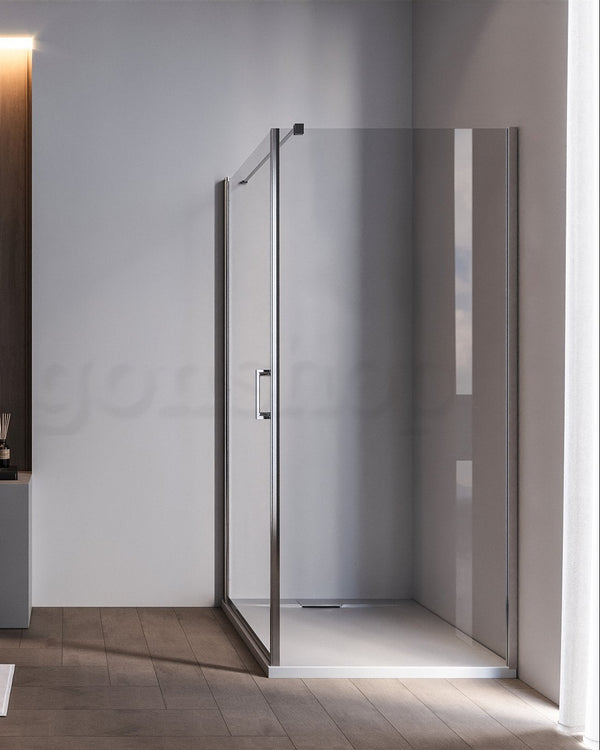 Box doccia 70x90 Nizza un battente reversibile 6 mm H 190 Cromato installato in bagno moderno con ante in vetro temperato...