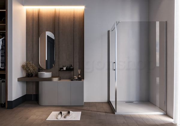 Box doccia 80x100 a battente vetro 6 mm H 190 alluminio cromo Nizza