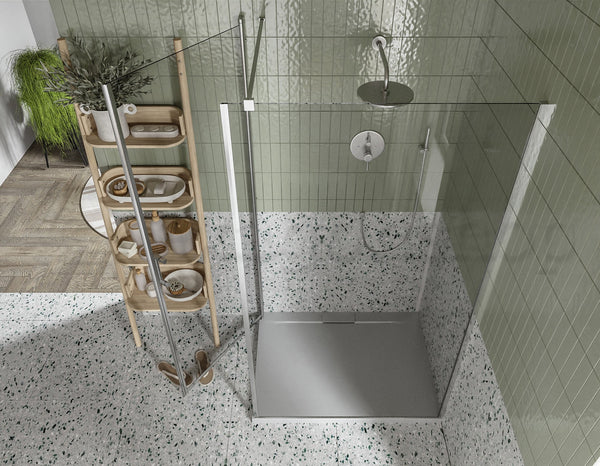 Box doccia 80x100 a battente vetro 6 mm H 190 alluminio cromo Nizza