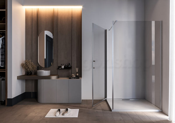 Box doccia 80x100 a battente vetro 6 mm H 190 alluminio cromo Nizza