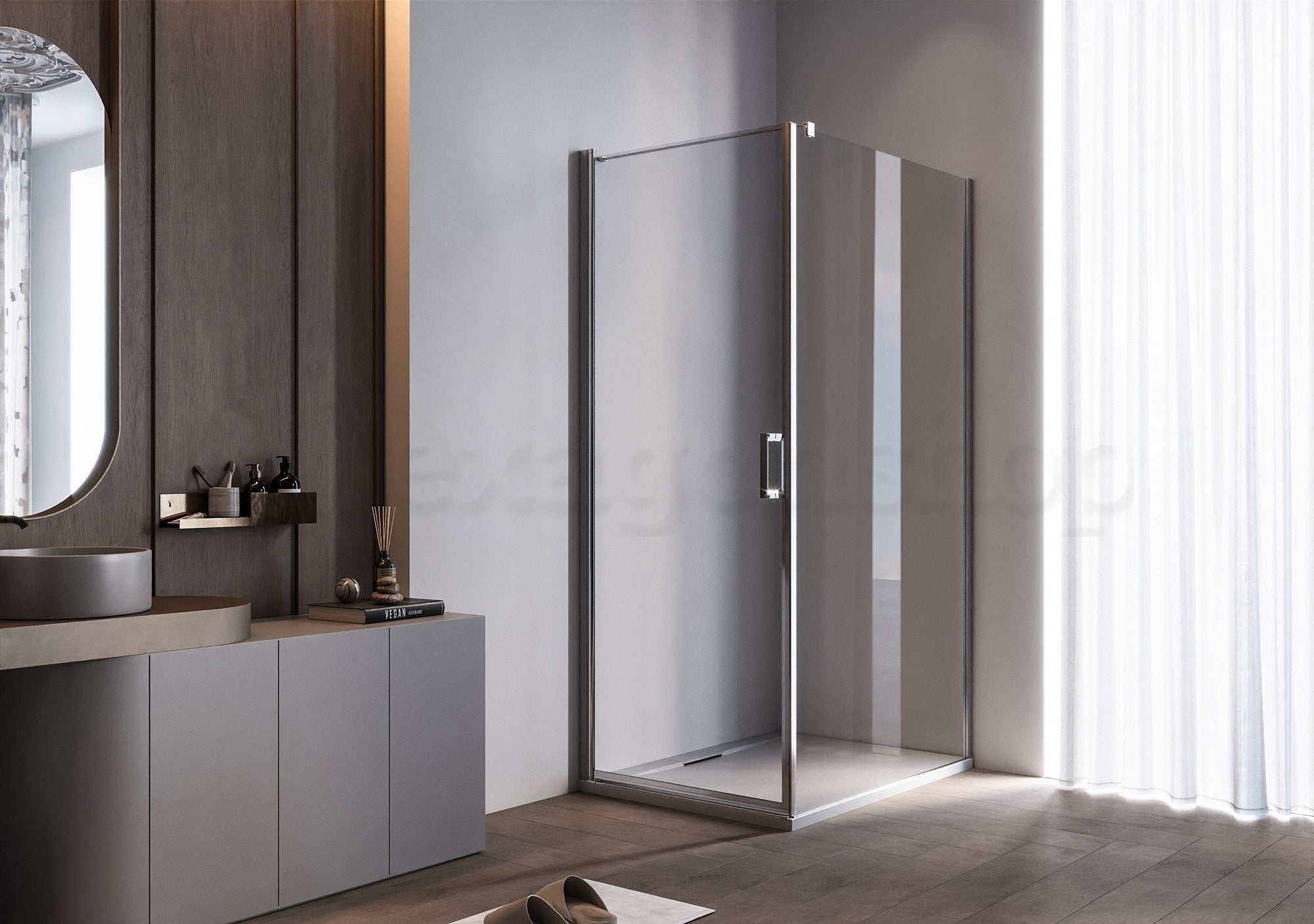 Box doccia 80x100 a battente vetro 6 mm H 190 alluminio cromo Nizza