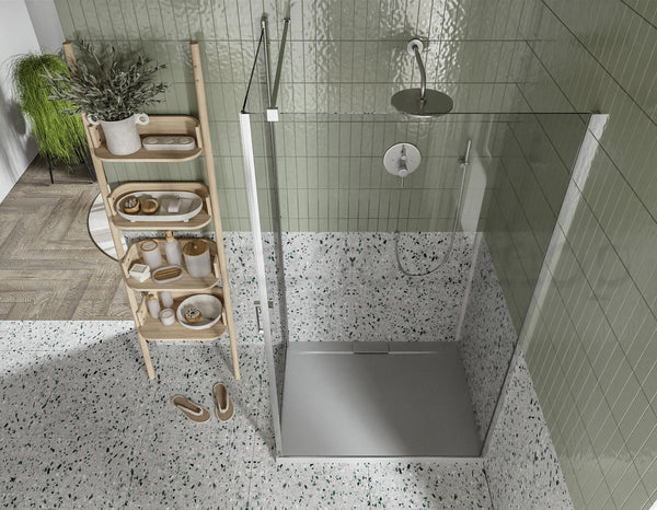 Box doccia 80x100 a battente vetro 6 mm H 190 alluminio cromo Nizza