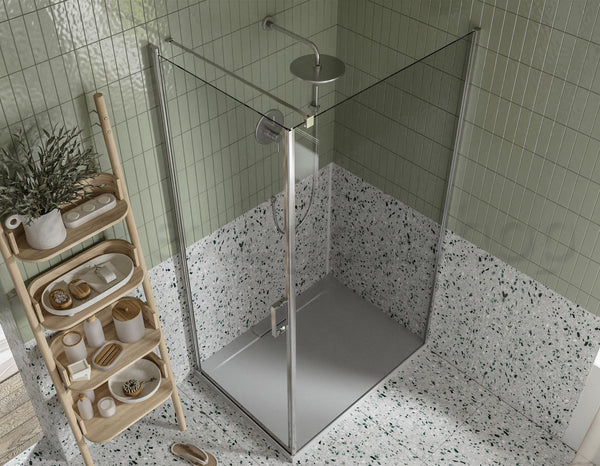 Box doccia 80x100 a battente vetro 6 mm H 190 alluminio cromo Nizza