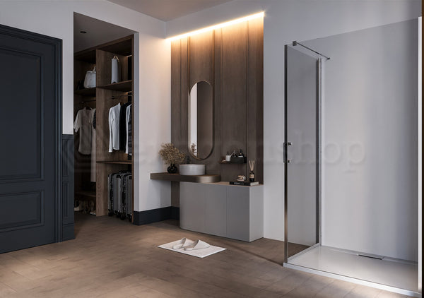 Box doccia 80x100 a battente vetro 6 mm H 190 alluminio cromo Nizza