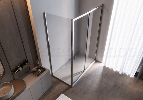 Box doccia 80x140 Nuvola un anta scorrevole reversibile trasparente 6 mm H 190 cromo