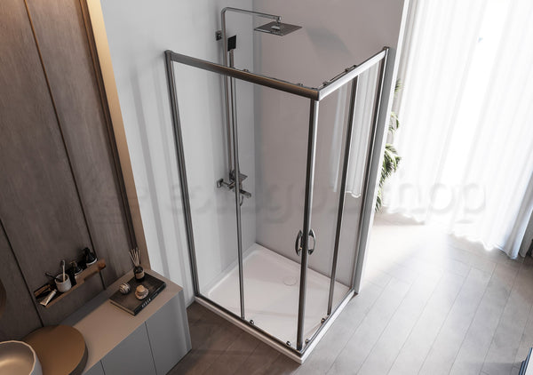 Box doccia 100x120 Genio due ante scorrevoli vetro 6 mm trasparente H 195 cromo