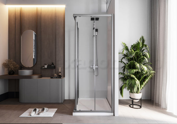 Box doccia 70x120 Genio due ante scorrevoli 6 mm trasparente H 195 cromo