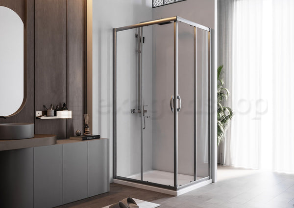 Box Doccia 120x120 Genio Due Ante Scorrevoli 6 mm H 195 Cromo
