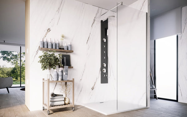 Parete doccia Walk in 120 cm Marsiglia vetro opaco 8 mm cromo H 195