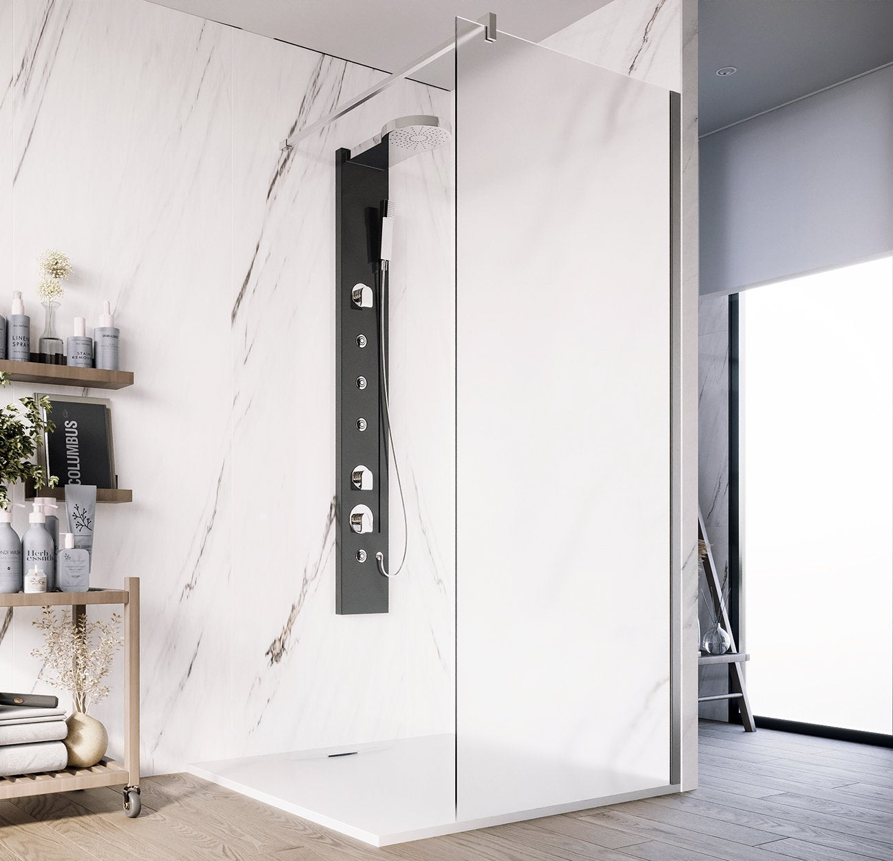 Parete doccia Walk in 120 cm Marsiglia vetro opaco 8 mm cromo H 195