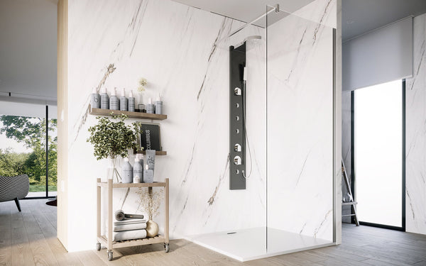 Parete doccia Walk in 120 cm Marsiglia vetro trasparente 8 mm cromo H 195