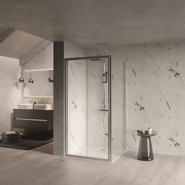 Novellini Elyane Sf Box Doccia angolare 80x80 a soffietto vetro 6 mm H 190 Cromo