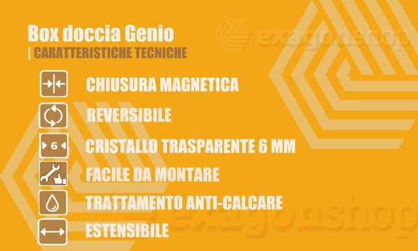 Box doccia 70x120 Genio due ante scorrevoli 6 mm trasparente H 195 cromo