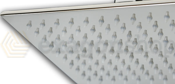 Soffione doccia 20x20 quadro 6,5 mm con braccio 30 cm in acciaio cromo lucido Smart