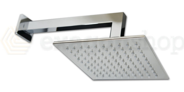 Soffione doccia 20x20 quadro 6,5 mm con braccio 30 cm in acciaio cromo lucido Smart